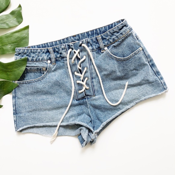 Ecru Lab Pants - Ecru Lab Denim Lace Up Shorts